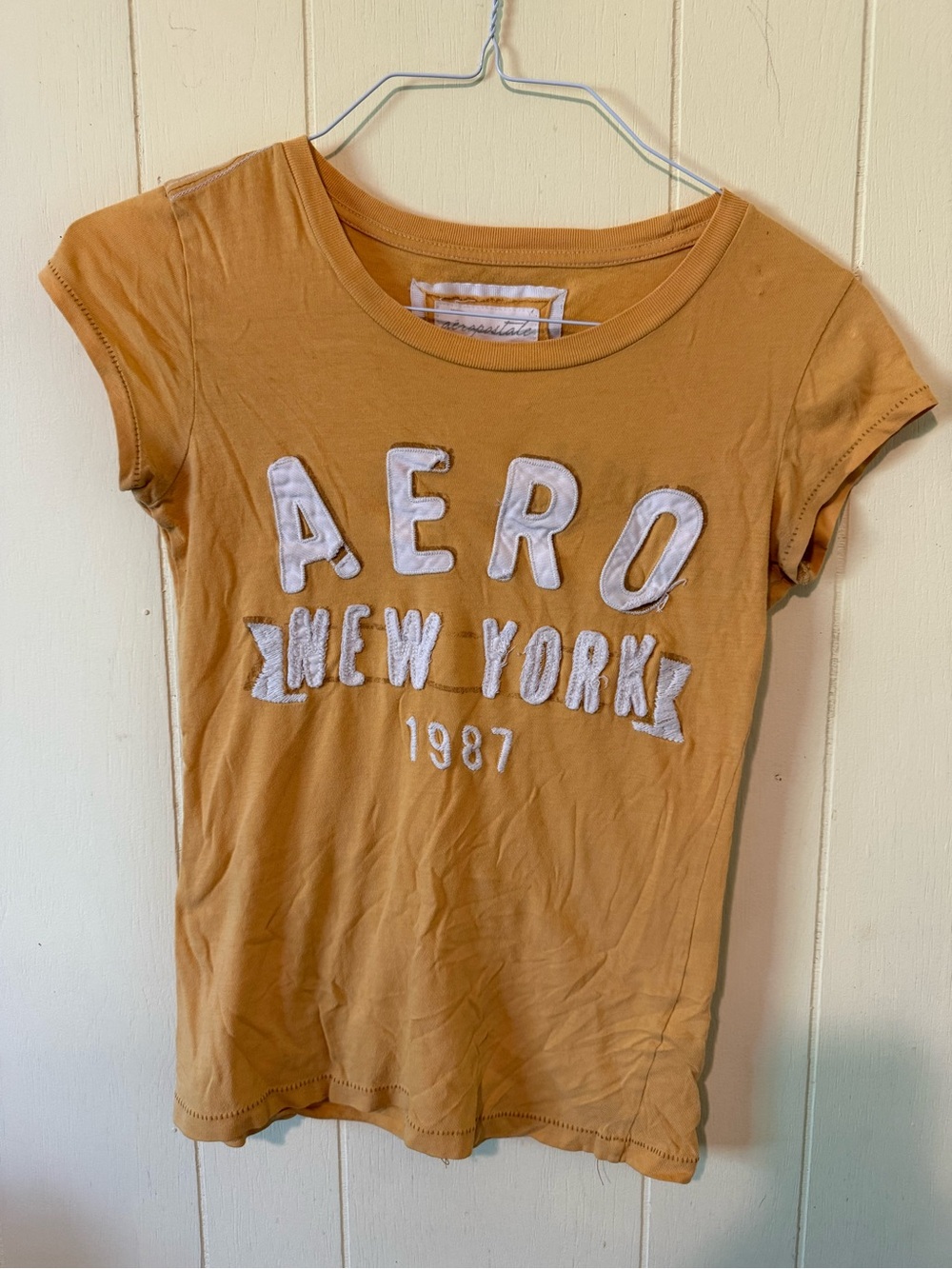 Aeropostale Mustard Yellow AERO New York 1987 Logo Tee